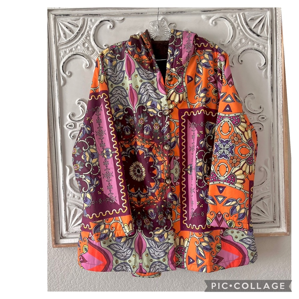 STATEMENT BOHO PRINT HOODED JACKET